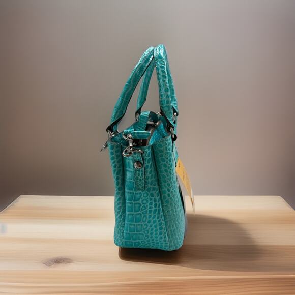 Patricia Nash Aqua Croc Embossed Leather Handbag NWT 10th Anniversary Edition - Picture 4 of 10